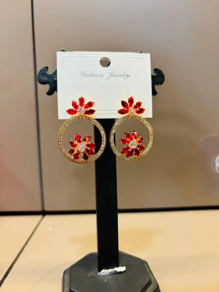 Ruby Bloom Circle Earrings