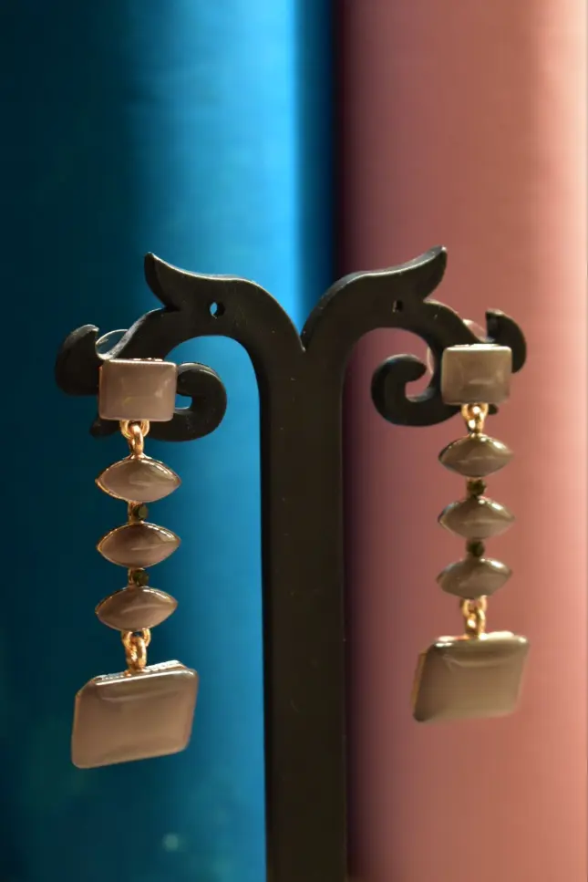 Brown Geometric Long Earrings