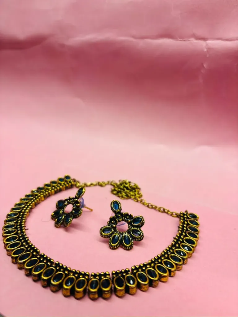 Gold plated blue diamond jewellery sets