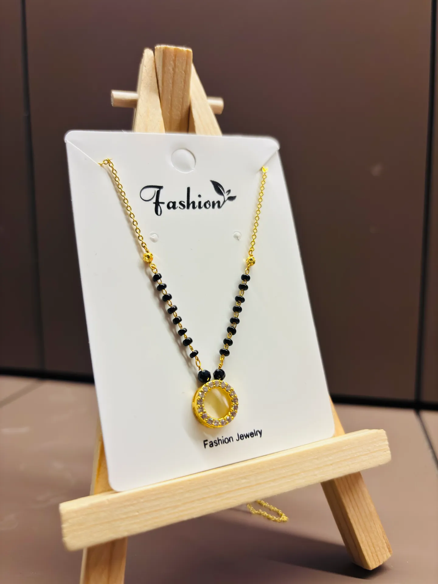 Gold Plated Round Design Stylish Mangalsutra Necklace