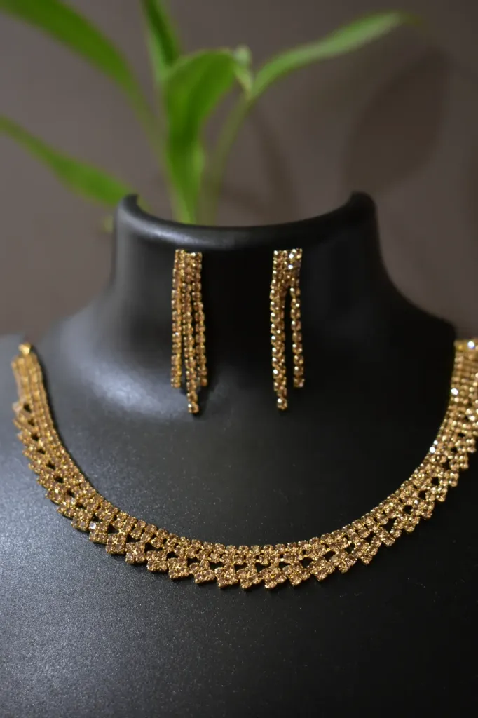 Gold Diamond Stone Necklace